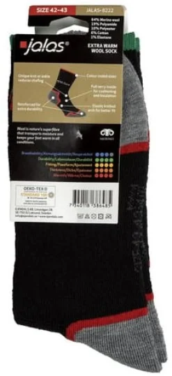 Strumpa merino JALAS 8222 sv/grå 36-38