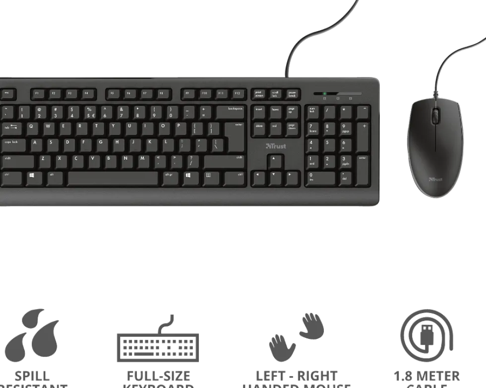 Tangentbord+Mus TRUST TKM-250 Kabel