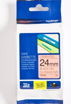 Tape BROTHER TZEB51 24mm svart på orange