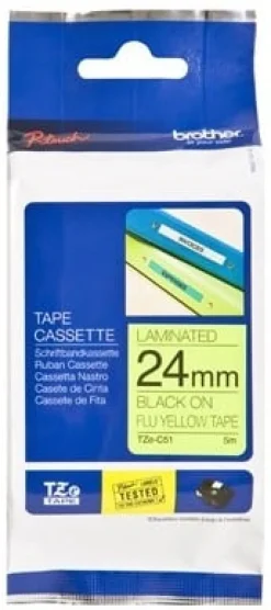 Tape BROTHER TZEC51 24mm svart på gul