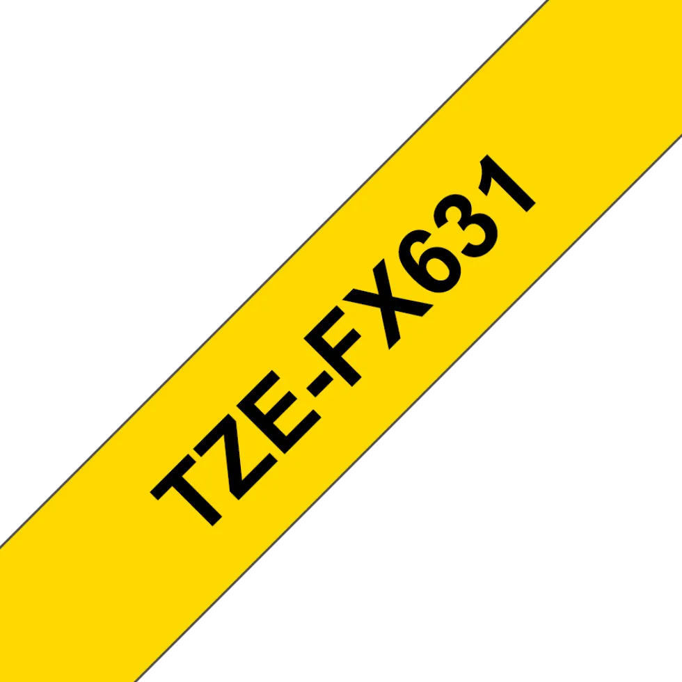 Tape BROTHER TZEFX631 12mm svart på gul