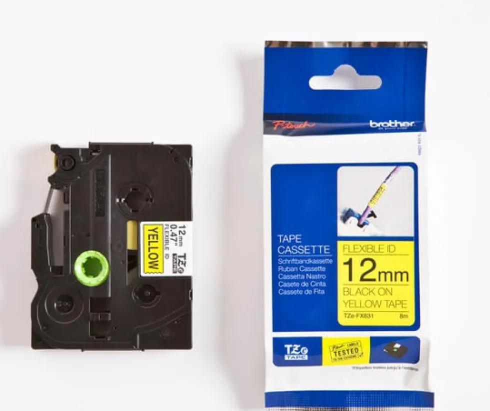 Tape BROTHER TZEFX631 12mm svart på gul