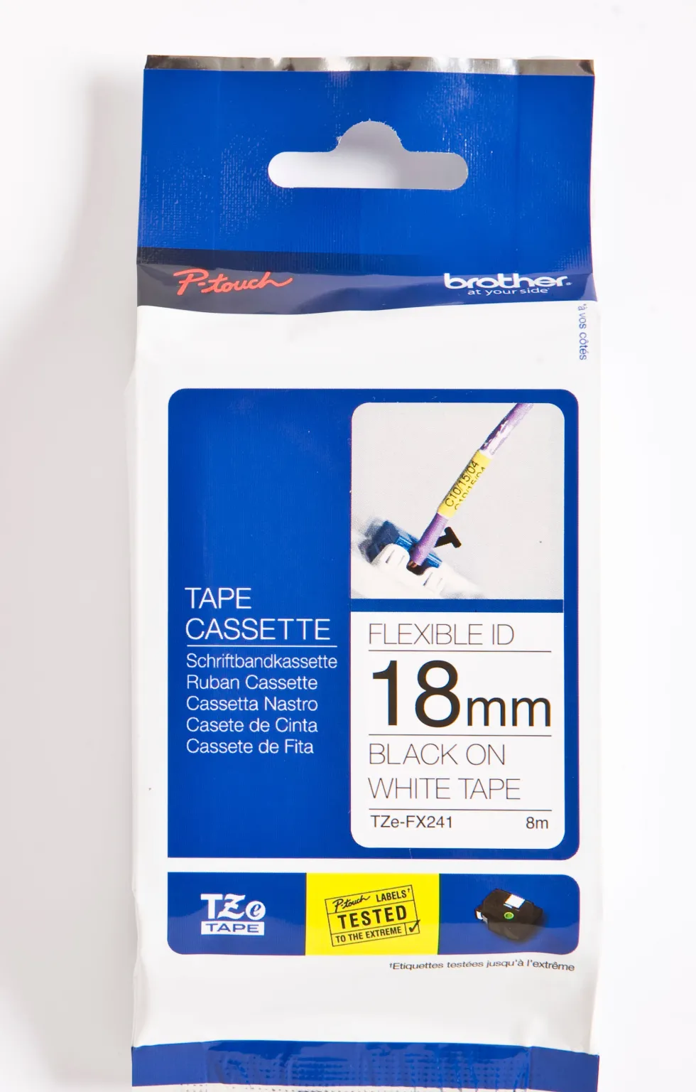 Tape BROTHER TZE-FX241 18mm svart på vit