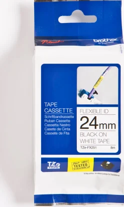 Tape BROTHER TZE-FX251 24mm svart på vit