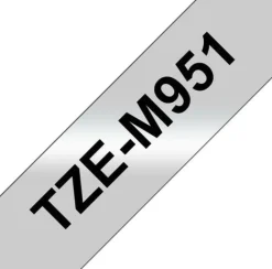 Tape BROTHER TZEM951 24mm svart på silv.