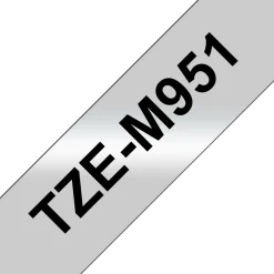 Tape BROTHER TZEM951 24mm svart på silv.