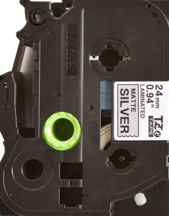 Tape BROTHER TZEM951 24mm svart på silv.