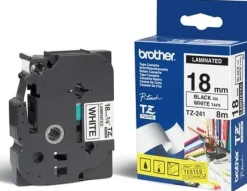 Tape Brother TZe 241 18mm svart på vit