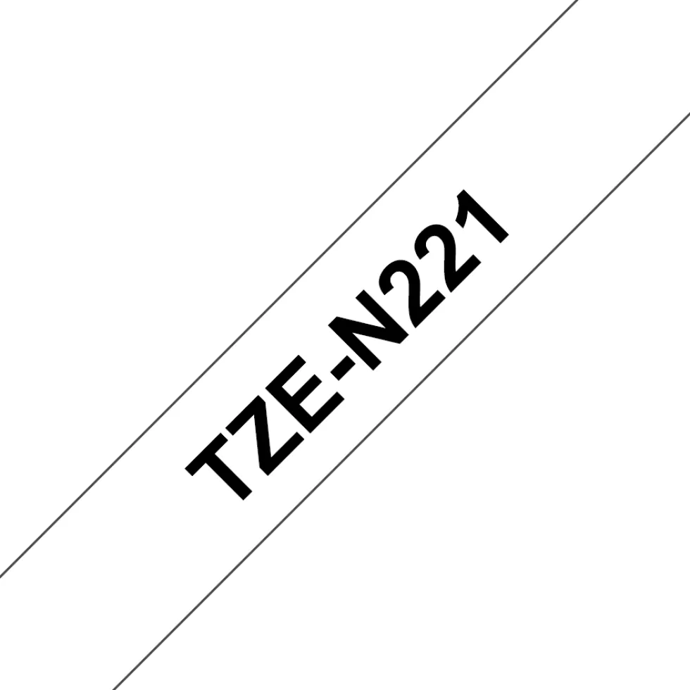 Tape BROTHER TZEN221 9mm svart på vit