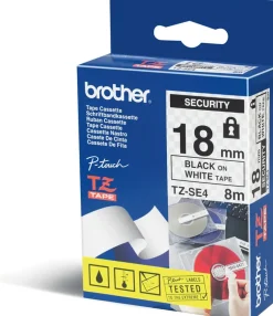 Tape BROTHER TZESE4 18mm svart på vit