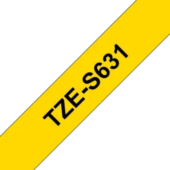 Tape BROTHER TZES631 12mm svart på gul