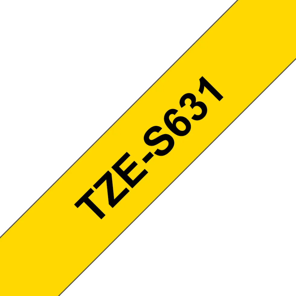 Tape BROTHER TZES631 12mm svart på gul