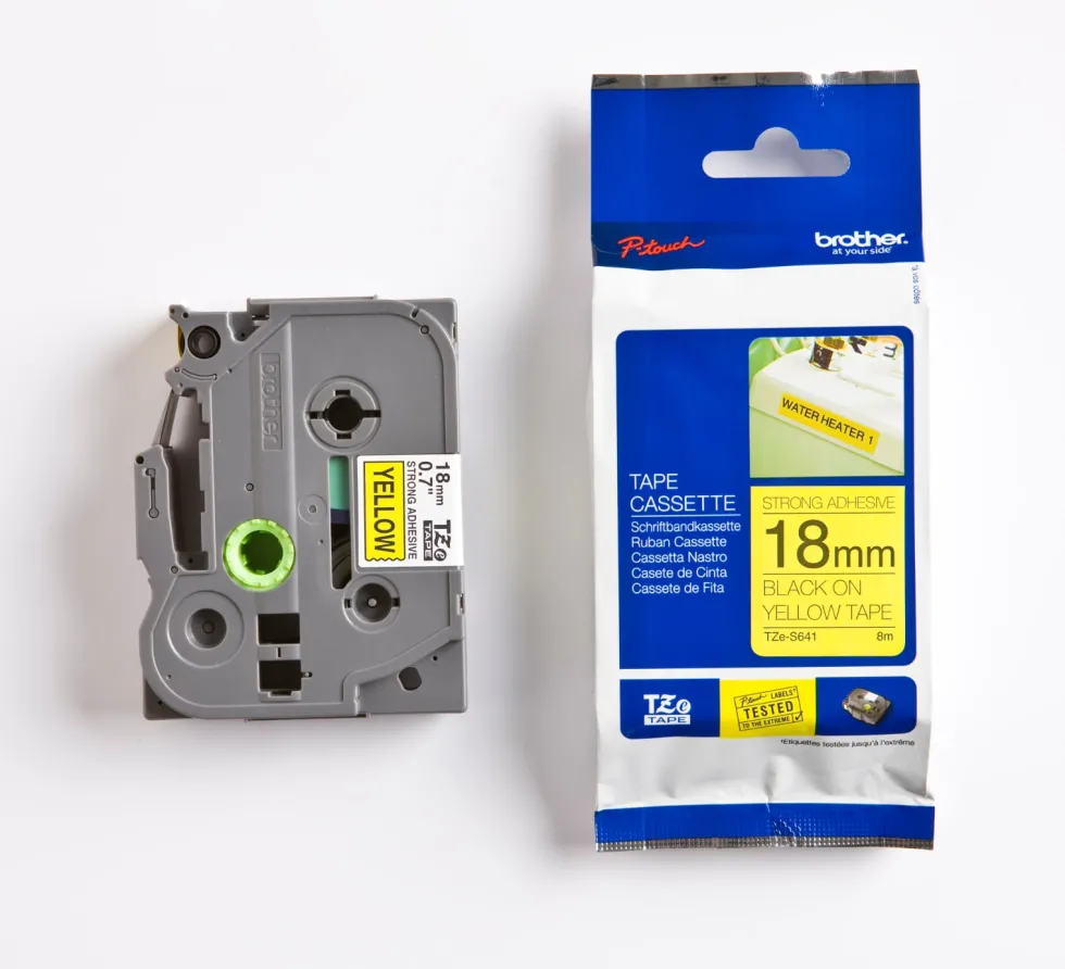 Tape BROTHER TZES641 18mm svart på gul