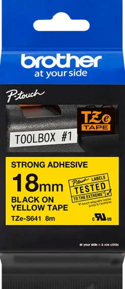 Tape BROTHER TZES641 18mm svart på gul