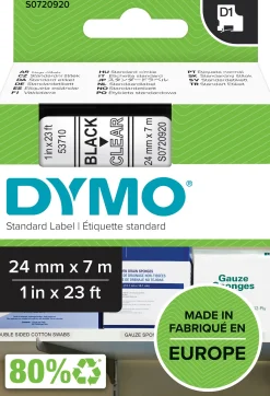 Tape DYMO D1 24mm svart på klar