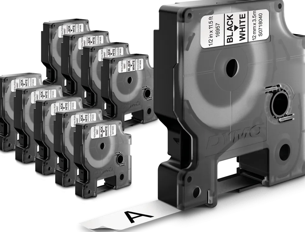 Tape DYMO D1 9mm Svart på Vit Bulk