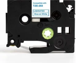 Tape 24mm TZe-253 blå på vit