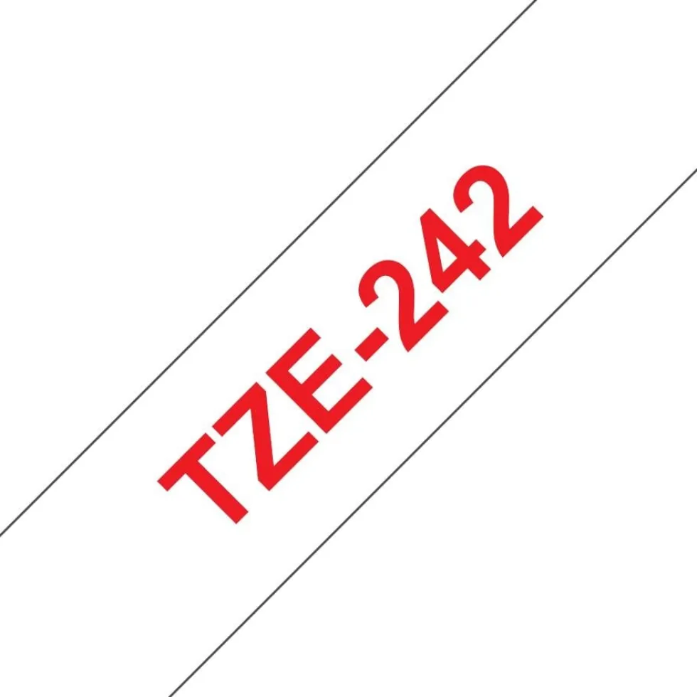 Tape 18mm TZe-242 röd på vit