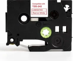 Tape 18mm TZe-242 röd på vit