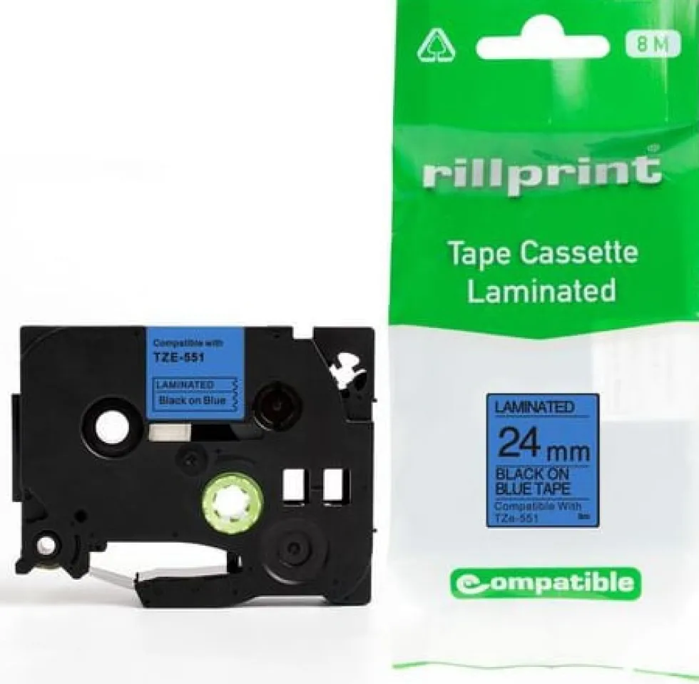 Tape 24mm TZe-551 svart på blå