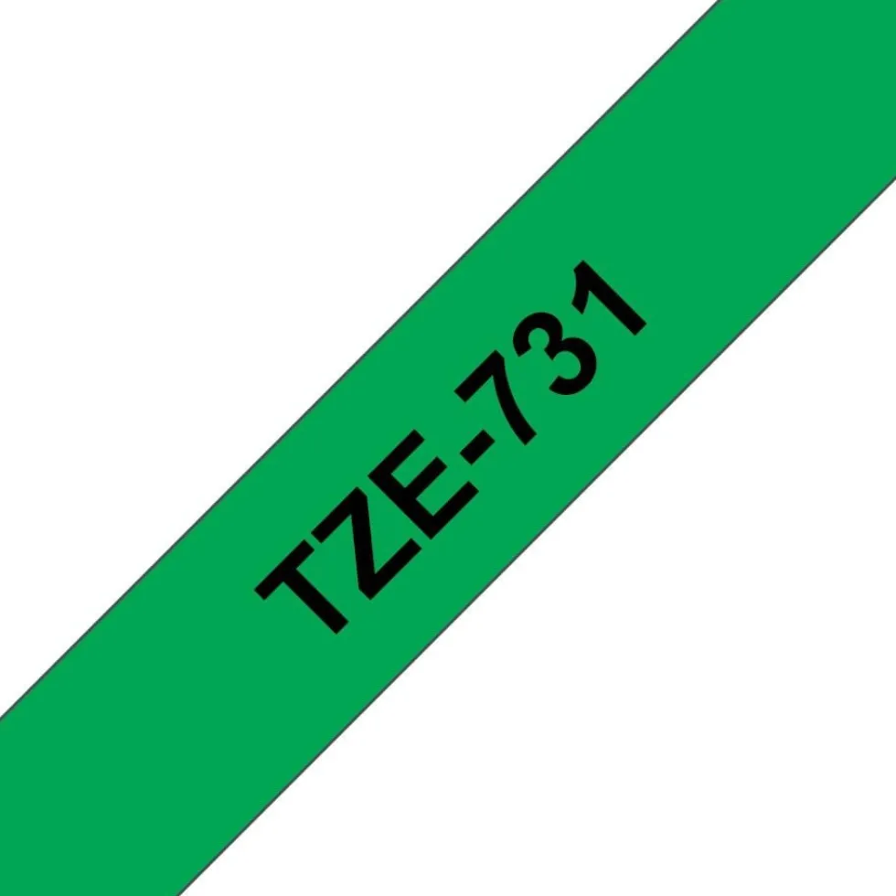 Tape 12mm TZe-731 svart på grön