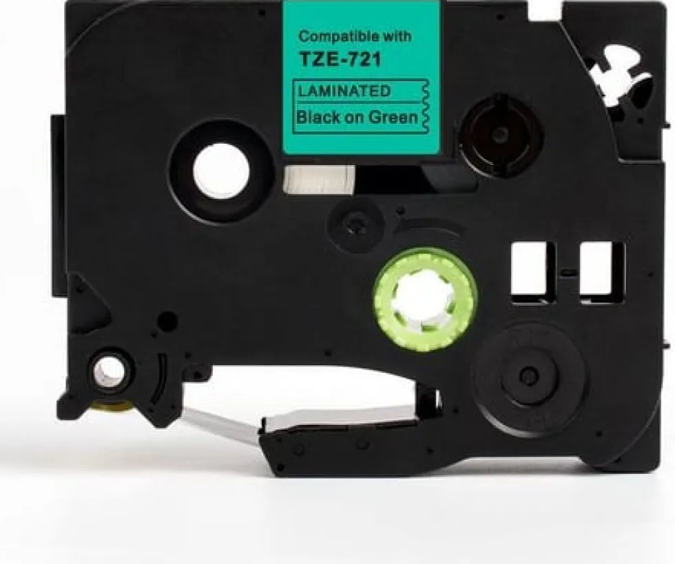 Tape 9mm TZe-721 svart på grön