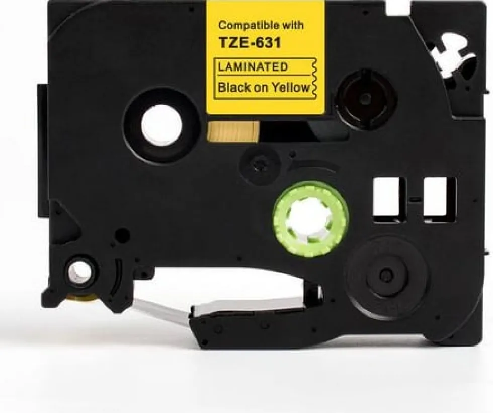Tape 12mm TZe-631 svart på gul
