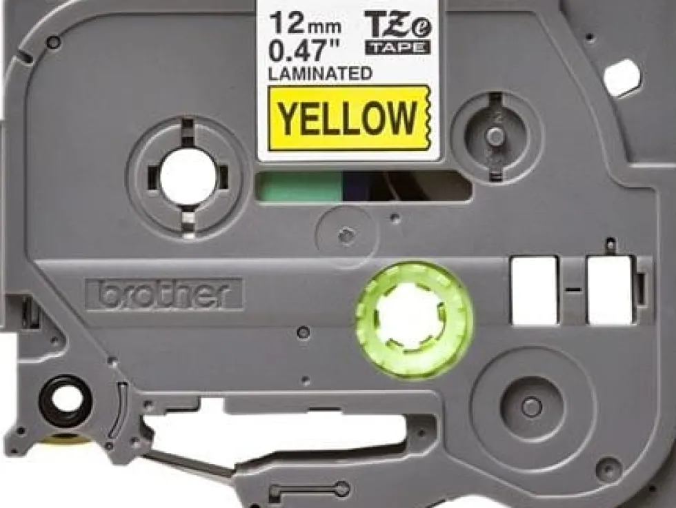 Tape 12mm TZe-631 svart på gul