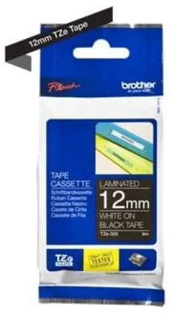 Tape 12mm TZe-335 vit på svart