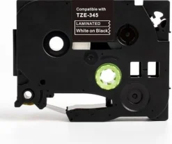 Tape 18mm TZe-345 vit på svart