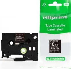 Tape 18mm TZe-345 vit på svart