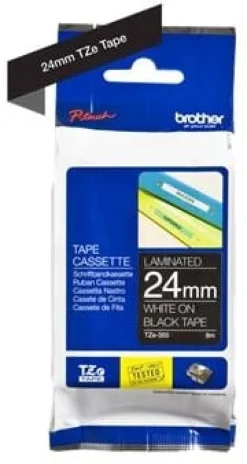 Tape 24mm TZe-355 vit på svart