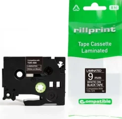 Tape 9mm TZe-325 vit på svart