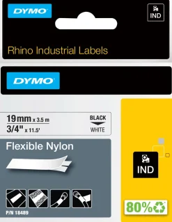 Tape Rhino flex nylon 19mm svart på vit