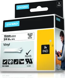 Tape Rhino vinyl 19mm svart på vit