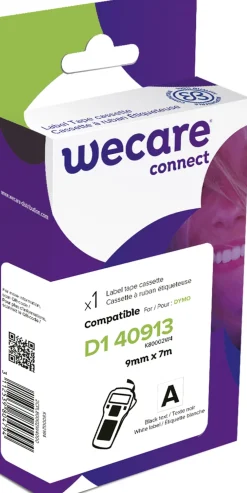 Tape WECARE 9mm svart på vit