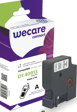 Tape WECARE 9mm svart på vit