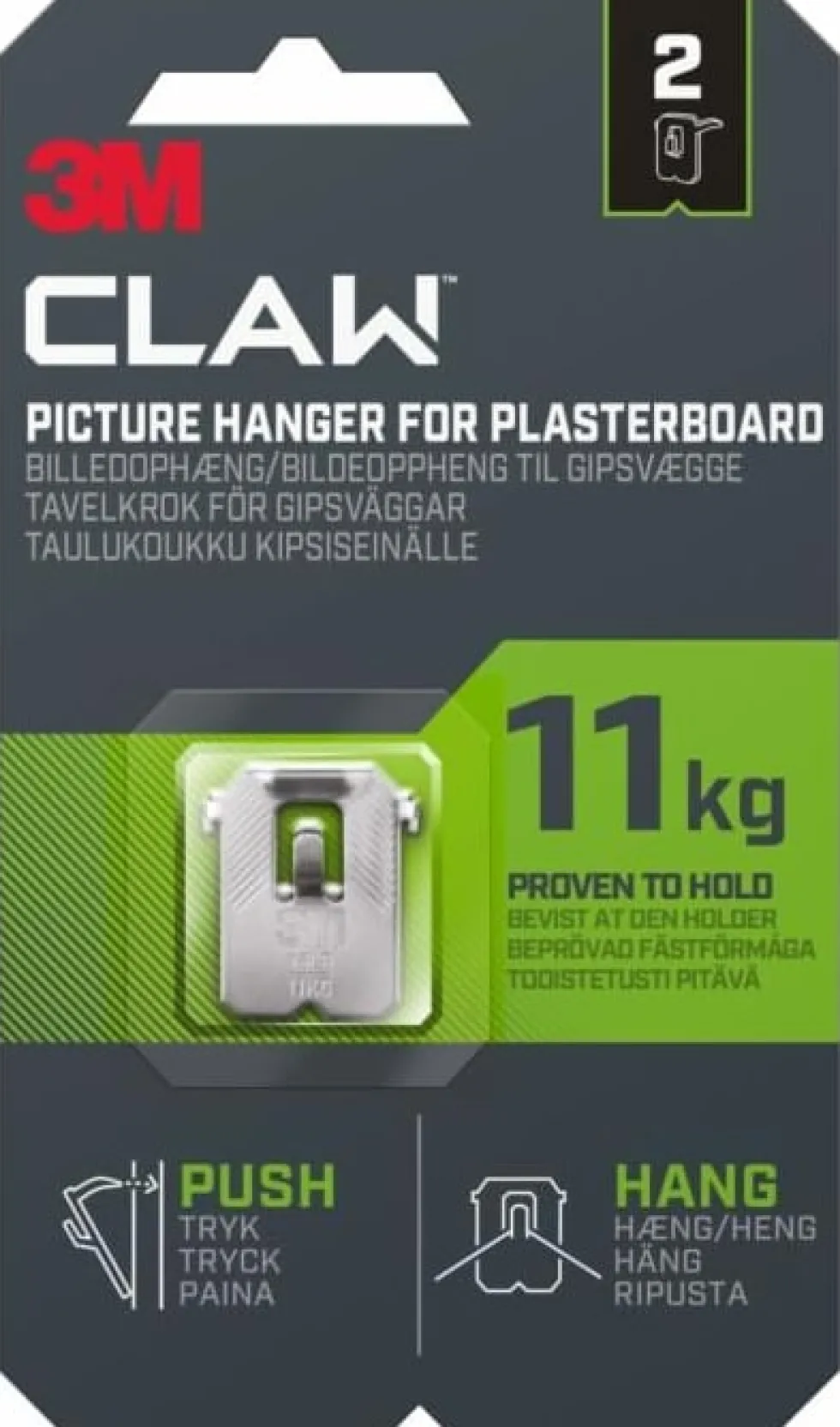 Tavelkrok för gipsvägg 11 kg 2 krokar