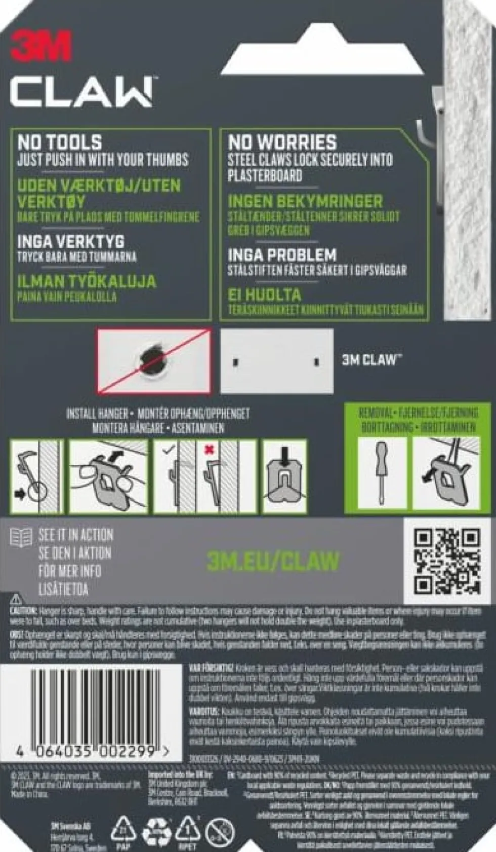 Tavelkrok för gipsvägg 11 kg 2 krokar
