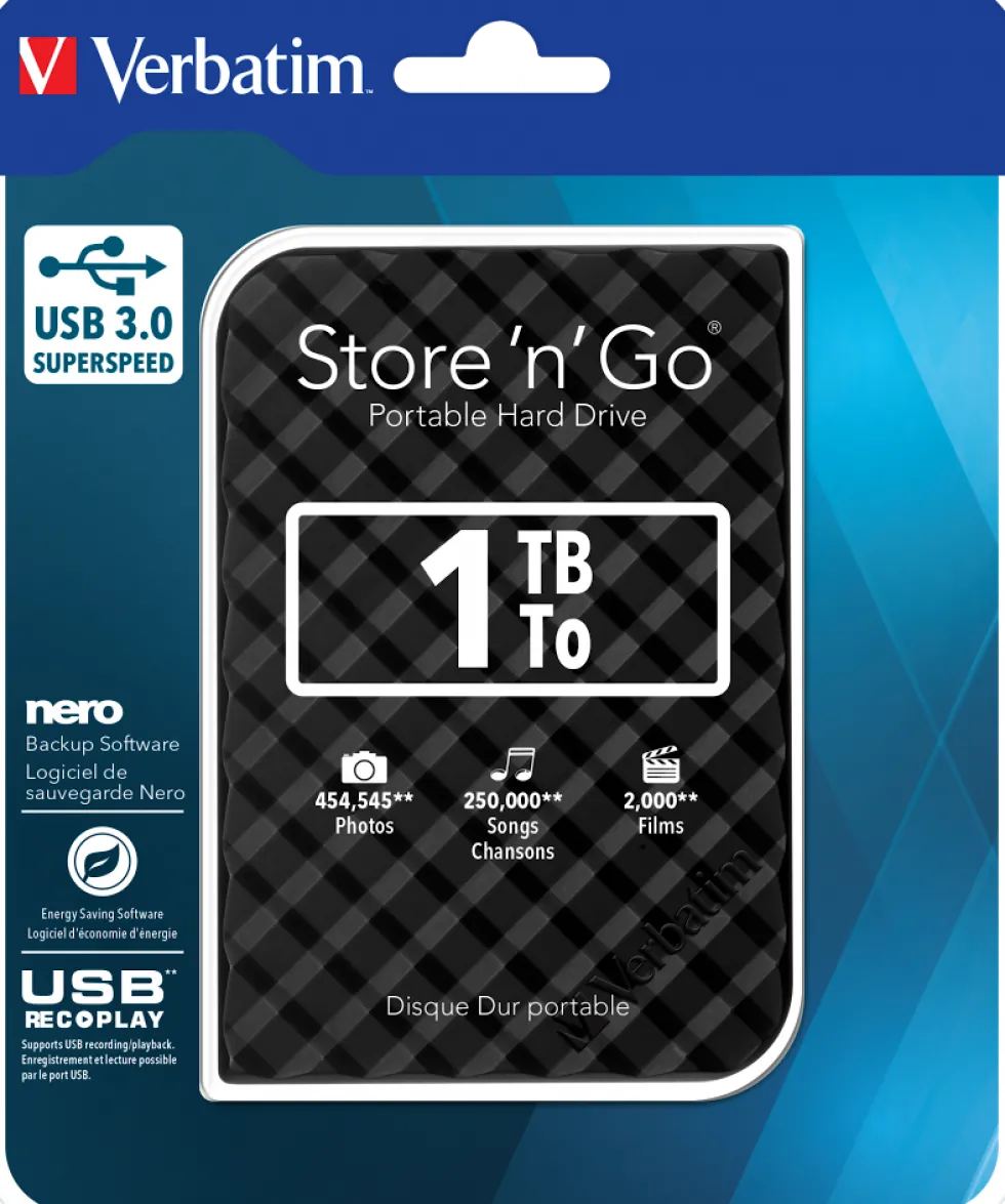 1TB Hard Drive 2,5'' Store ´N´ Go USB 3.0, Black (Gen.2)
