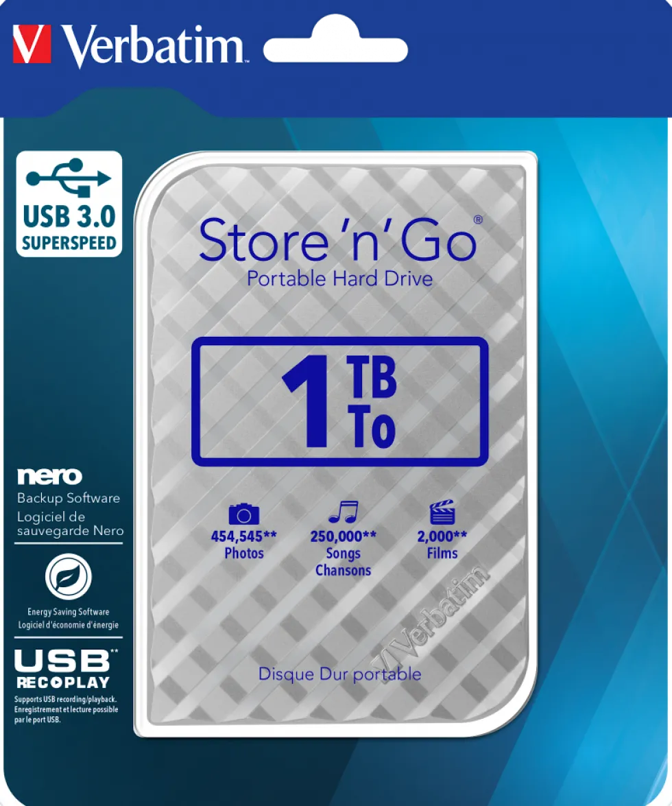 1TB Hard Drive 2,5'' Store ´N´ Go USB 3.0, Silver (Gen.2)