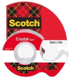 Tejp Scotch Crystal, med hållare, 12mm x 10m