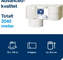 Toalettpapper TORK Jumbo Advanced T2 170m/rl 12/FP