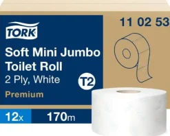 Toalettpapper TORK Mini Jumbo Premium T2, 2-lag, soft, 12/FP