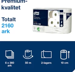 Toalettpapper TORK Premium T4, 2-lag, 50.4m, vit, 6/FP