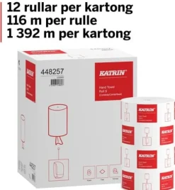 Torkrulle KATRIN Classic S1, centermatad, 1-lag, Ø13cm, 116m/rl, 12rl/FP