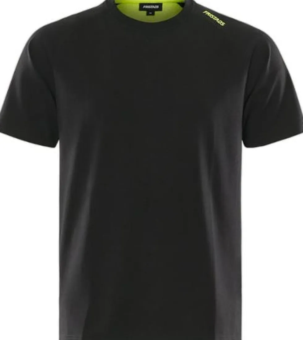 T-shirt heavy FRISTAD 7553 XL svart/gul