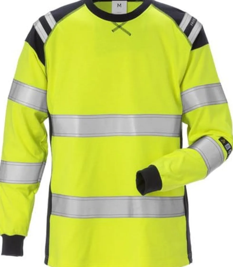 T-Shirt l/ä Flam Kl 3 Dam Gul/Marin XL