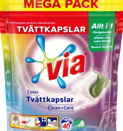 Tvättkapslar VIA Duo Color 40/fp