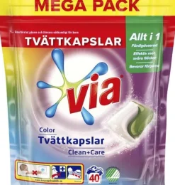 Tvättkapslar VIA Duo Color 40/fp